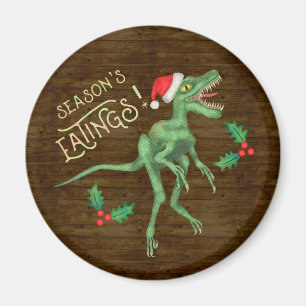 Imán Navidades divertidos comiendo dinosaurios de Veloc