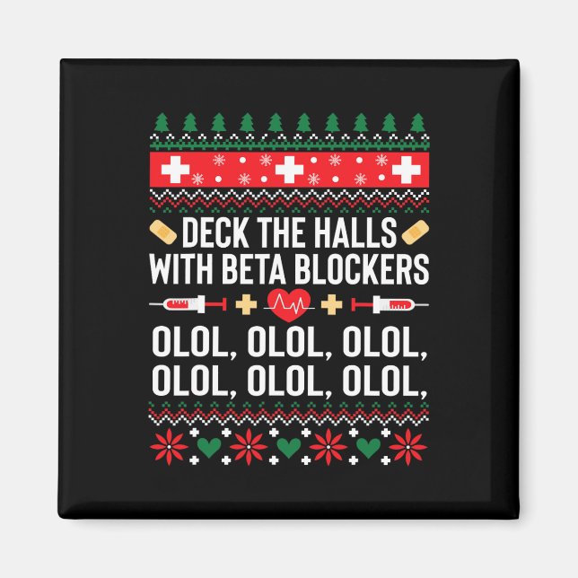 Imán Navidades divertidos de enfermería feas navideñas  (Frente)