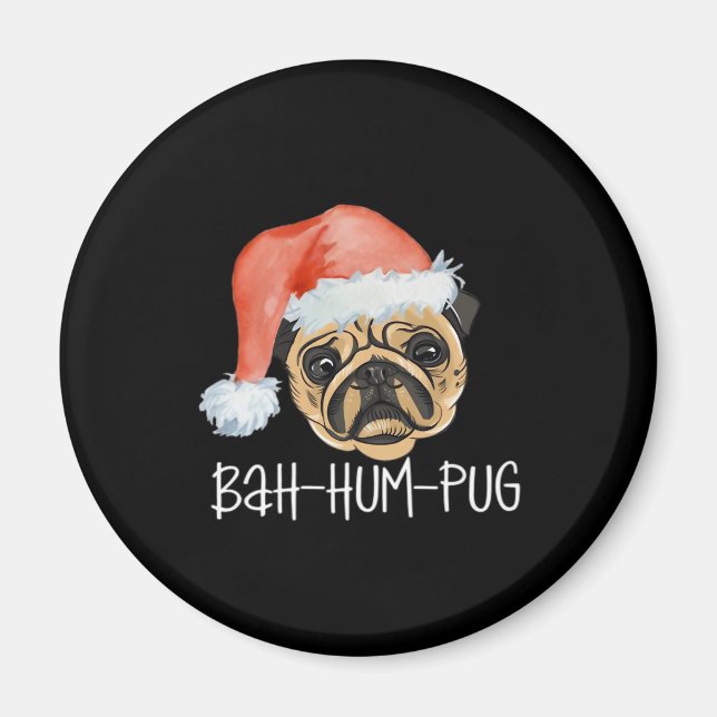 Imán Navidades divertidos de Pug Perro Mamá Papá Pajama (Frente)