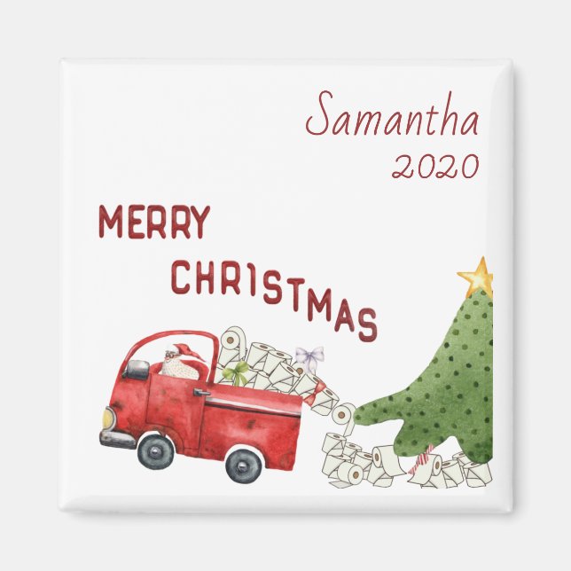 Imán Navidades divertidos de Red Truck 2020 (Frente)