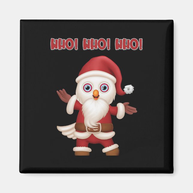 Imán Navidades divertidos de Santa Owl (Frente)
