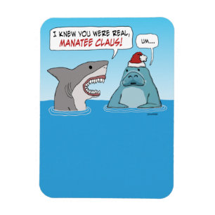 Imán Navidades divertidos de Tiburón y Manatee Claus