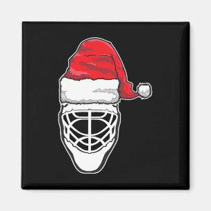 Imán Navidades divertidos hockey Goalie Mask Santa Hat
