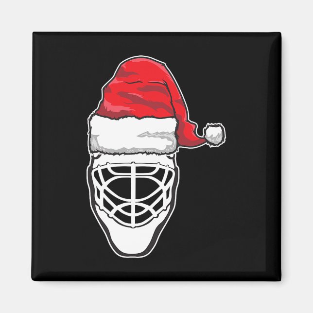 Imán Navidades divertidos hockey Goalie Mask Santa Hat  (Frente)