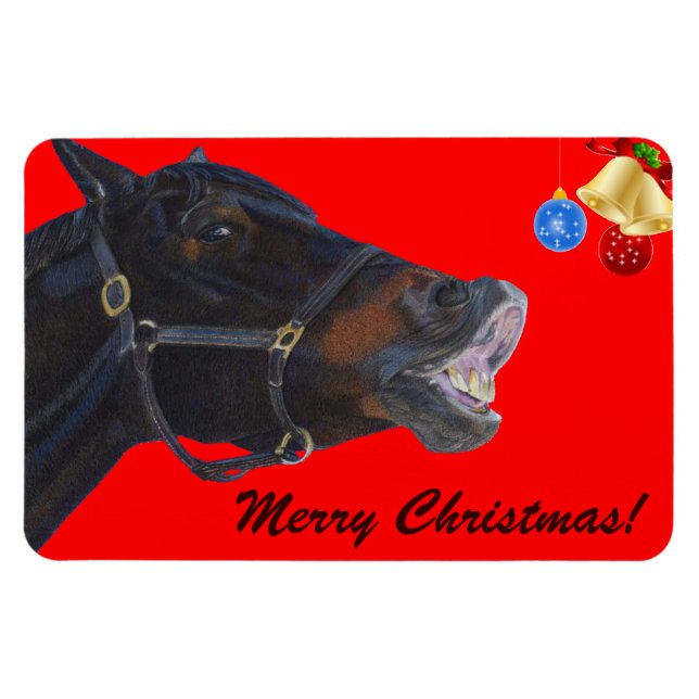 Imán Navidades divertidos Horse Premium Flexi Magnet (Horizontal)