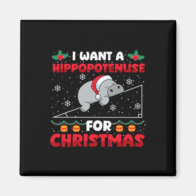 Imán Navidades divertidos Maestra Hippopotenuse Math Lo (Frente)