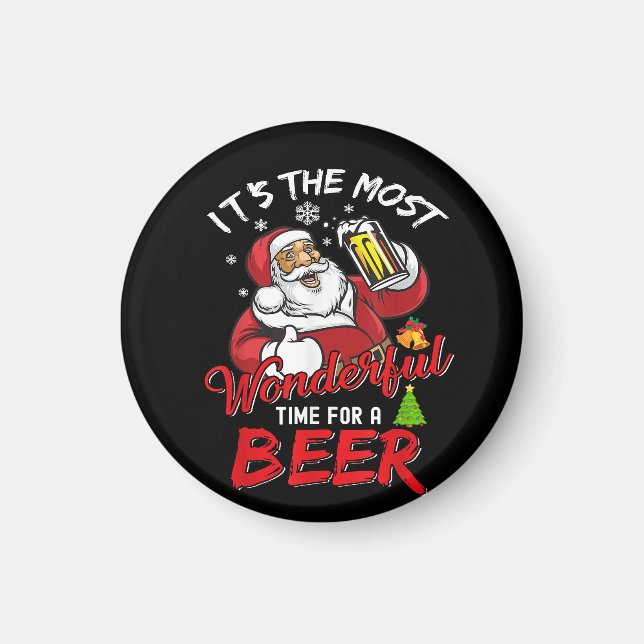 Imán Navidades divertidos Santa Claus Beer Beer Wonderf (Frente)