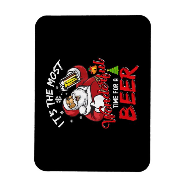 Imán Navidades divertidos Santa Claus Beer Beer Wonderf (Vertical)