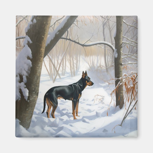 Imán Navidades Doberman Pinscher Let It Snow (Frente)