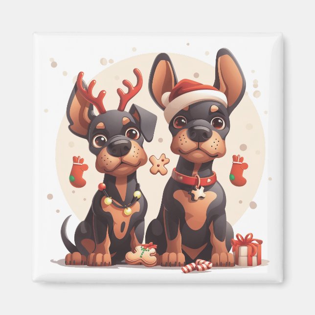 Imán Navidades Dobermann Dogs (Frente)