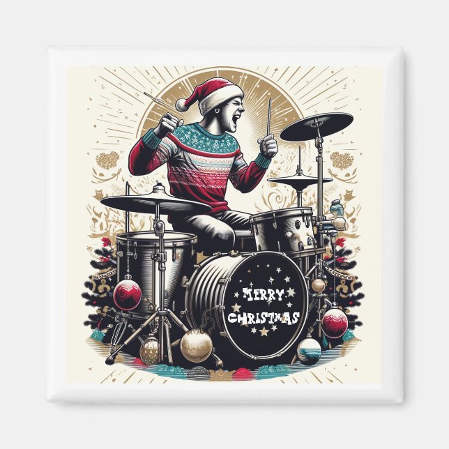 Imán Navidades Drummer Fridge Magnet (Frente)