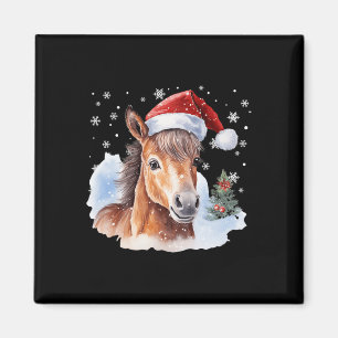 Imán Navidades Ecuestres Caballos Santa Hat