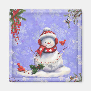 Imán Navidades educados Snowman y amigos