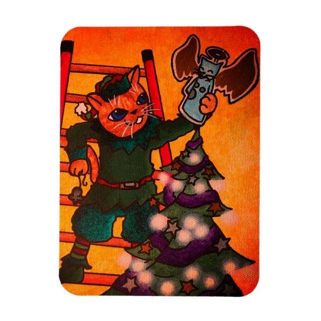 Imán Navidades Elf Cat (Vertical)