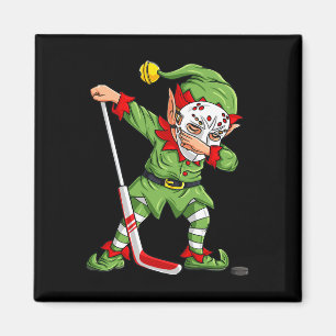 Imán Navidades Elf Dabbing Jugador de Hockey sobre Hiel