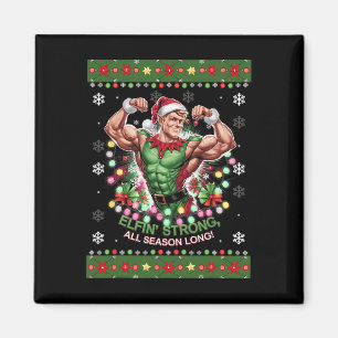 Imán Navidades Elf Gym entrenan con fuerza en Elfin tod