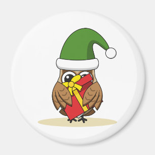 Imán Navidades Elf Owl con presente