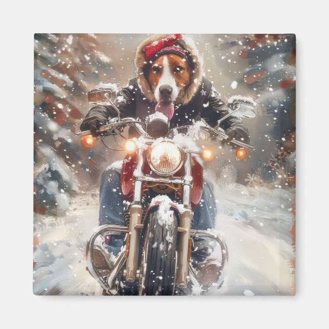 Imán Navidades en bicicleta de Foxhound English (Frente)
