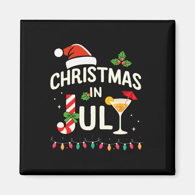 Imán Navidades En Julio Con Candy Cane Para La Playa De (Frente)