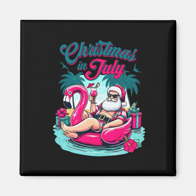 Imán Navidades En Julio Funny Santa Relax En La Playa (Frente)