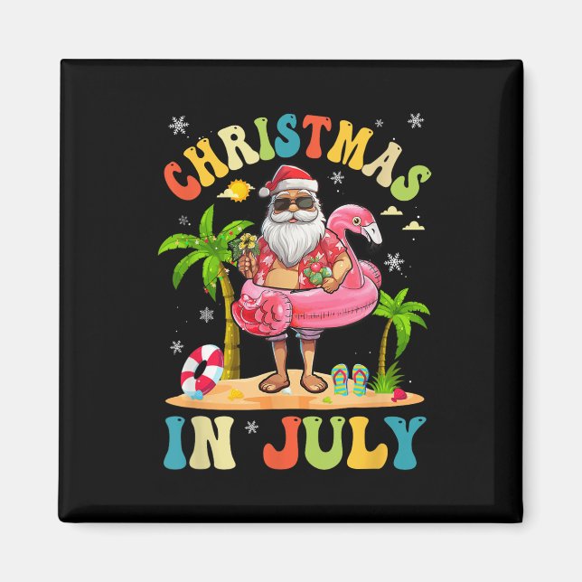 Imán Navidades En Julio Funny Santa Summer Beach Vacati (Frente)