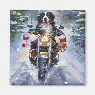 Imán Navidades en motocicleta de Montaña Perro de Berna