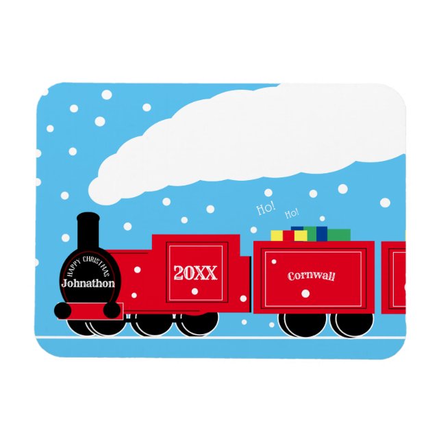 Imán Navidades en tren de vapor en la nieve (Horizontal)