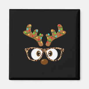 Imán Navidades familiares de renos de la cara de los hu