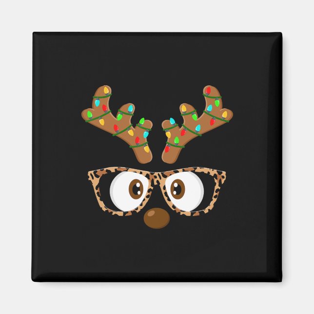 Imán Navidades familiares de renos de la cara de los hu (Frente)