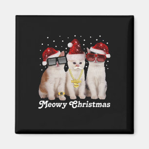 Imán Navidades felices   Gato lindo con Santa Claus