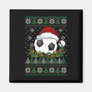 Imán Navidades feos de fútbol familia Santa Hat Pajamas