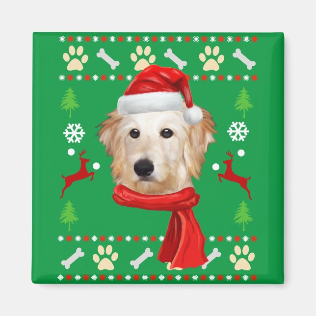 Imán Navidades feos de Goldendoodle Dog (Frente)