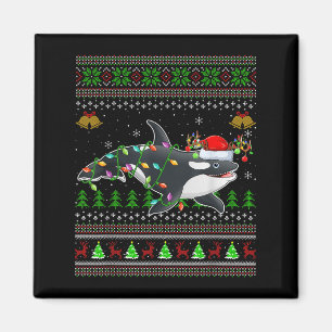 Imán Navidades feos de la ballena orca sudaderos Santa 