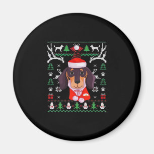 Imán Navidades feos de perro de Dachshund camiseta clás
