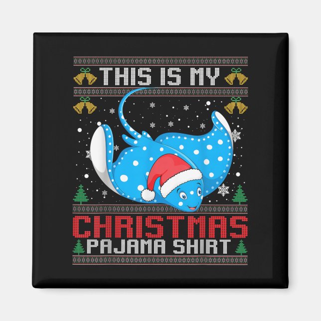 Imán Navidades feos de Stingray Santa Hat coincidiendo  (Frente)