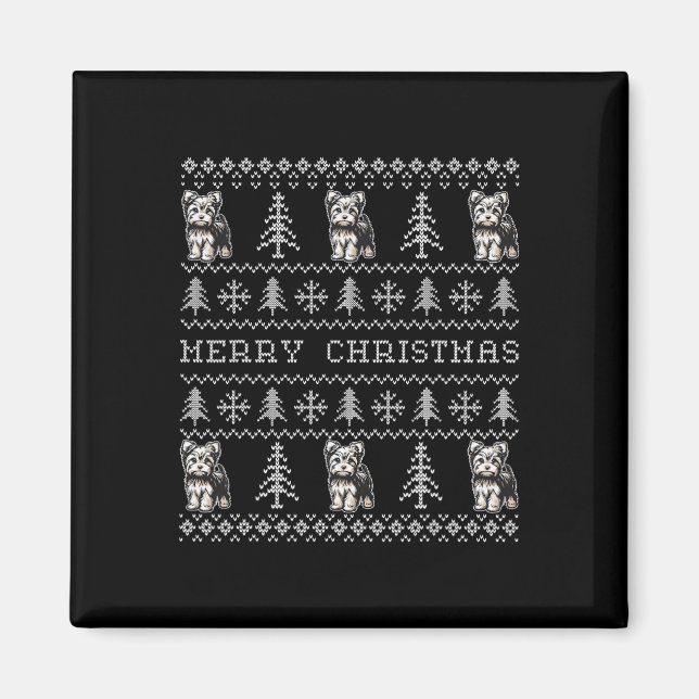 Imán Navidades feos de Yorkshire Sweater Funny Dog (Frente)