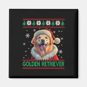 Imán Navidades feos del Golden Retriever Santa Hat