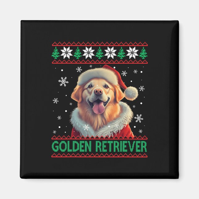 Imán Navidades feos del Golden Retriever Santa Hat (Frente)