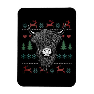 Imán Navidades feos en la vaca Highland