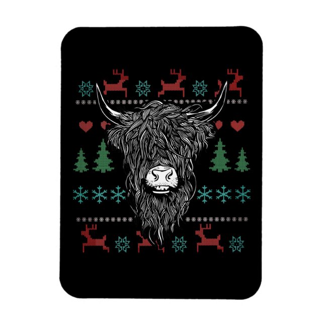 Imán Navidades feos en la vaca Highland (Vertical)