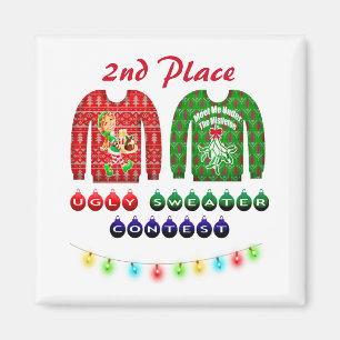 Imán Navidades feos Fiesta suéter Ganador del segundo l