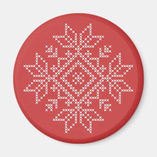 Imán Navidades festejan copos de nieve de punto nórdico