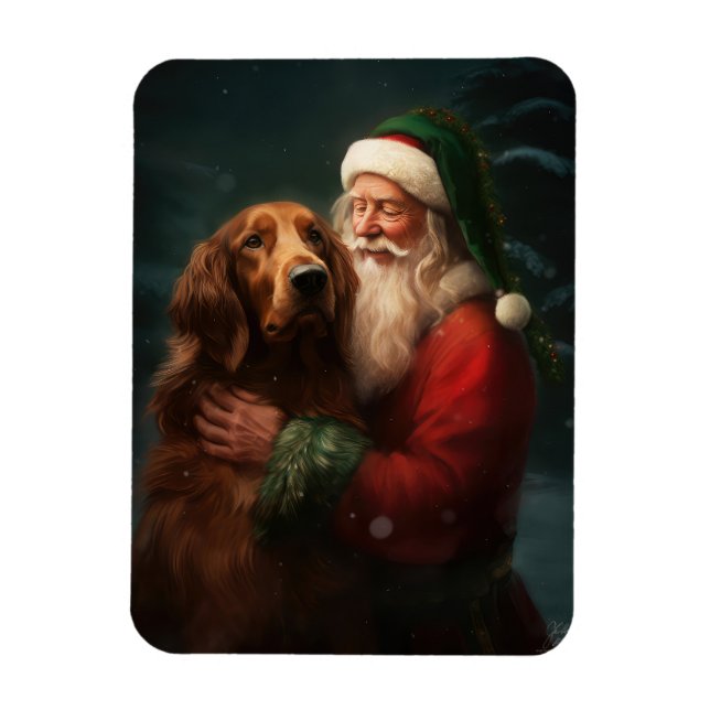 Imán Navidades festivos de la Red Setter Santa Claus de (Vertical)