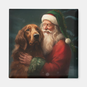 Imán Navidades festivos de la Red Setter Santa Claus de