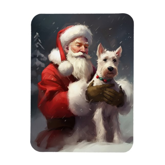 Imán Navidades festivos de Wire Fox Terrier Santa Claus (Vertical)