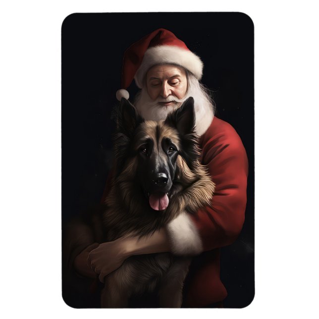 Imán Navidades festivos del Pastor de Bélgica Santa Cla (Vertical)