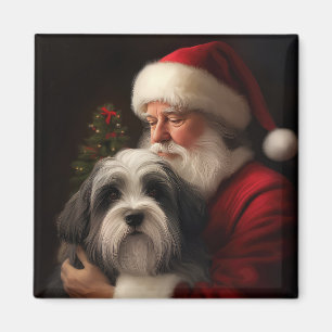 Imán Navidades festivos del Tibetano Terrier Santa Clau