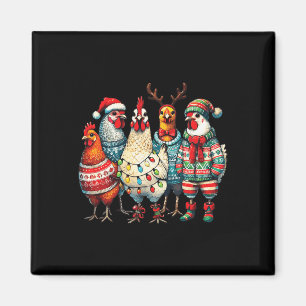 Imán Navidades festivos Pollos Gorra Luces Granja Anima