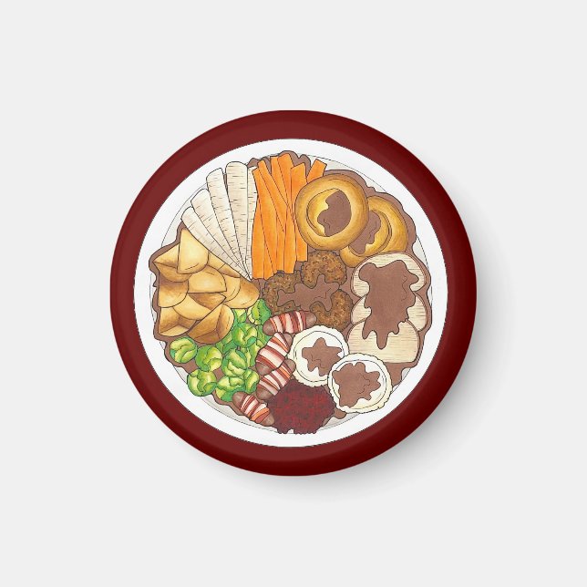 Imán Navidades Fiesta de cena Gran Bretaña Festividad c (Frente)