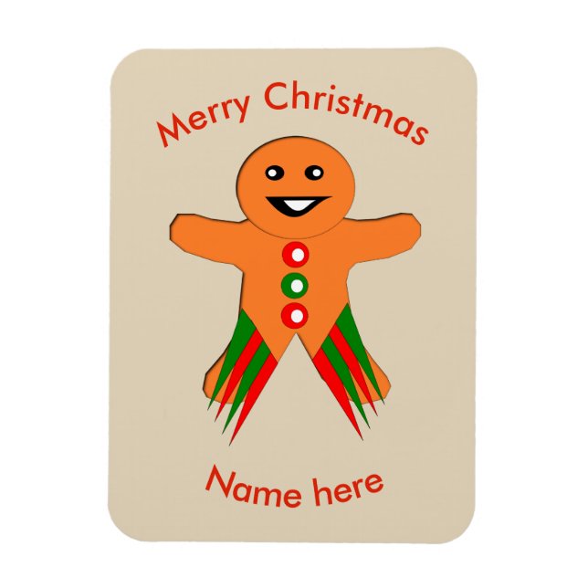 Imán Navidades Fiesta Gingerbread Man Personalizado Mag (Vertical)